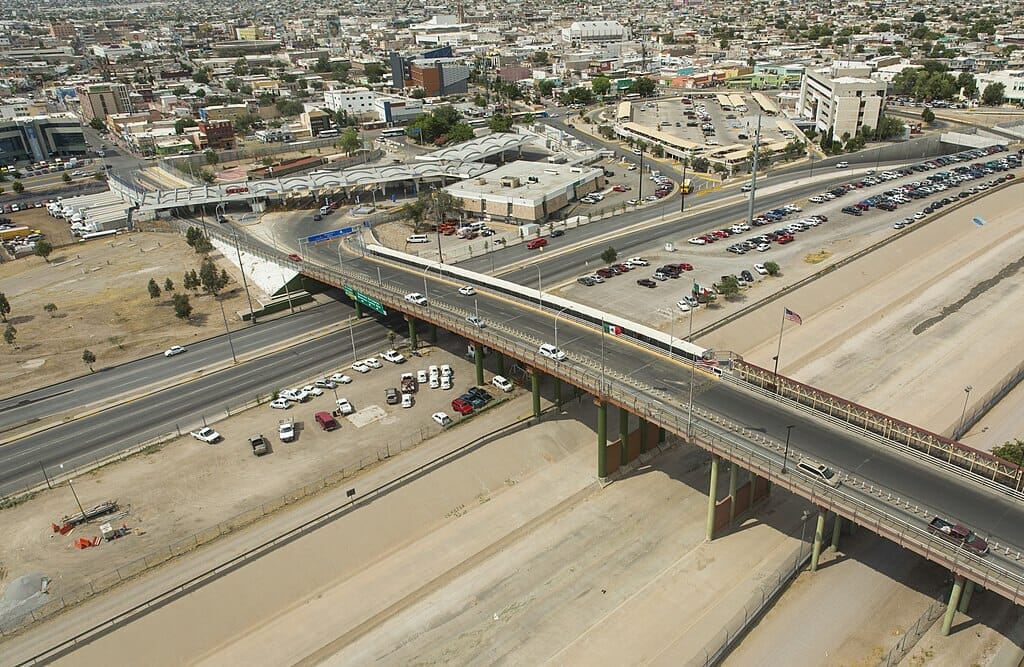 Vista aérea de la frontera de El Paso