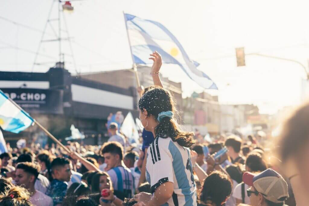 Argentina celebra el triunfo en la final mundial 2022.