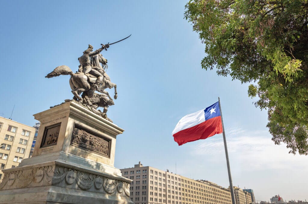 Bandera de Chile, país que pertenece al Programa de Exención de Visa