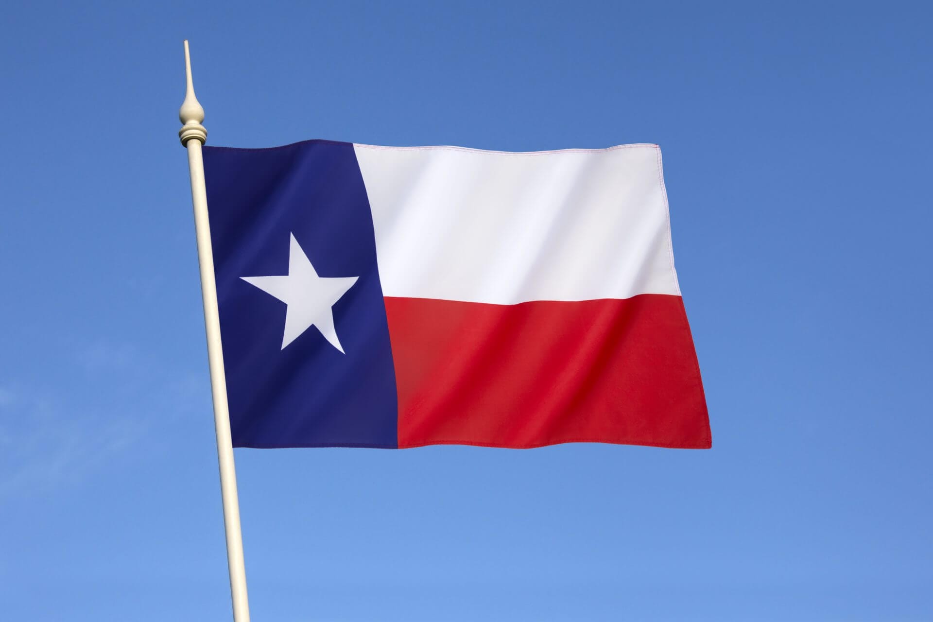 Bandera de Texas representando la ley de inmigración de Texas