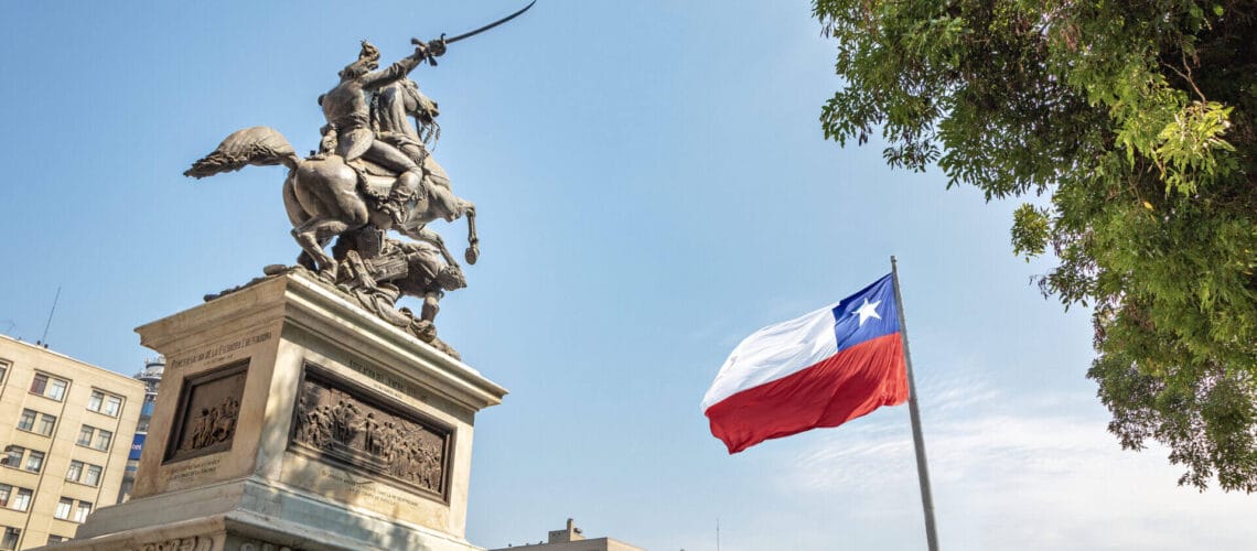 Bandera de Chile, país que pertenece al Programa de Exención de Visa